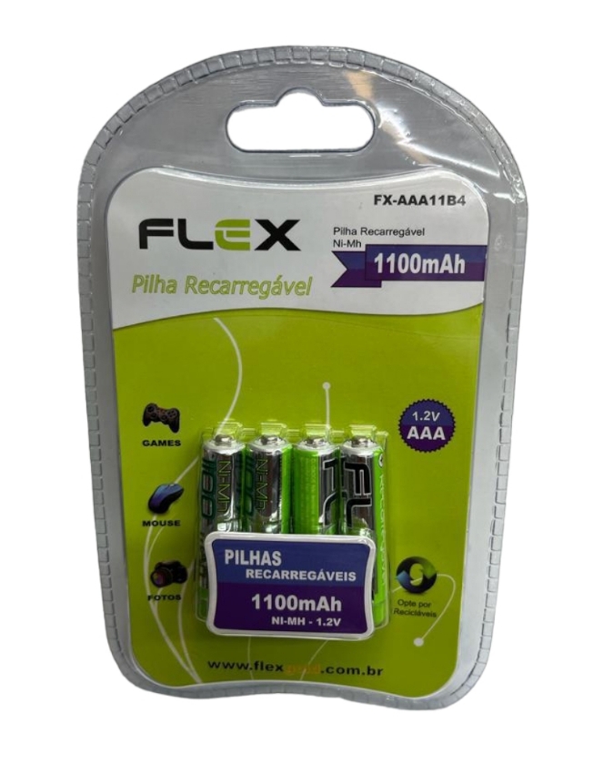 Pilha recarregável AAA flex 1100 amp com 4 unidades
